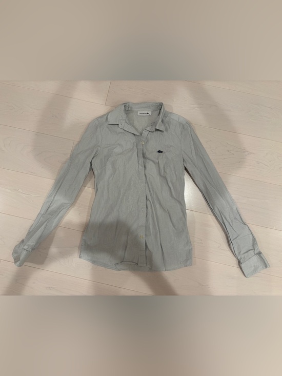 Lacoste Tops - Lacoste Women's Light Blue Pinstripe Button-Down Shirt